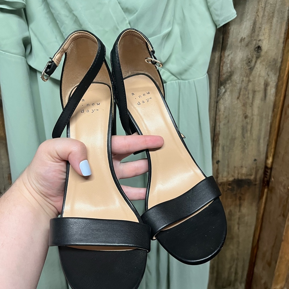 a new day Black Open-Toe Ankle-Strap Heels